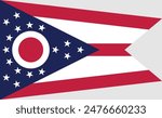 Flag of the state of Ohio. Ohio flag. State flag icon. Standard color. Standard size. A rectangular flag. Computer illustration. Digital illustration. Vector illustration.