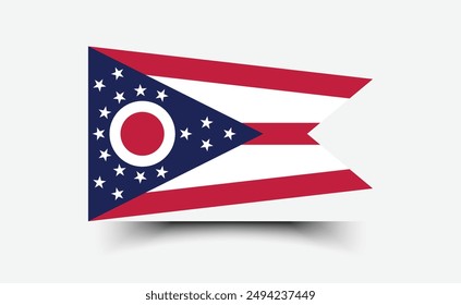 Flag of the state of Ohio. Ohio flag. State flag icon. Standard color. Standard size. A rectangular flag. Computer illustration. Digital illustration. Vector illustration.