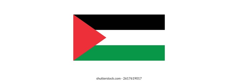 Flag of State of Palestine. Palestinian Flag Long Banner on Background. Template. Space for Copy. Vector Stock Illustration