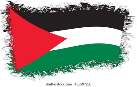 Flag of the State of Palestine. Vector illustration of a stylized flag. Shaggy edge.