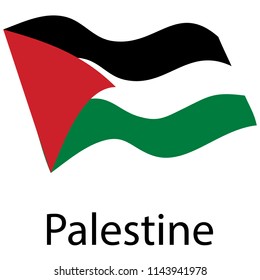 Flag of State of Palestine. Waving flag