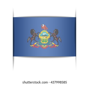 Flag of the state of Pennsylvania. Vector illustration of a stylized flag. The slit in the paper with shadows. Element for infographics.