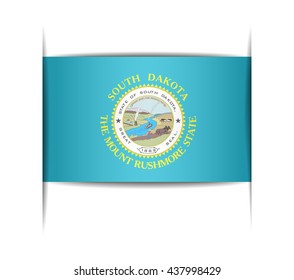 Flag of the state of South Dakota. Vector illustration of a stylized flag. The slit in the paper with shadows. Element for infographics.