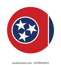 Flag of the state of Tennessee. Tennessee circle flag. State flag. Standard color. Circle icon flag. Computer illustration. Digital illustration. Vector illustration.