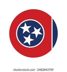 Flag of the state of Tennessee. Tennessee circle flag. State flag. Standard color. Circle icon flag. Computer illustration. Digital illustration. Vector illustration.