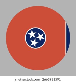 Bandeira do estado do Tennessee. Bandeira arredondada. Bandeira do Tennessee. Ícone Sinalizador. 