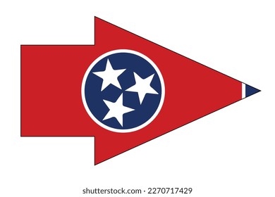 The flag of the State of Tennessee set within a pointer arrow
