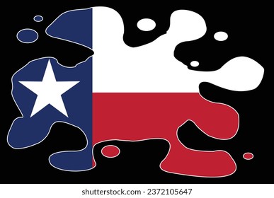 The flag of the state of Texas set below an ink stain splatter
