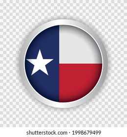 Flagge des US-Bundesstaates Texas auf der runden Schaltfläche auf transparentem Hintergrund Element für Websites. Vektorgrafik