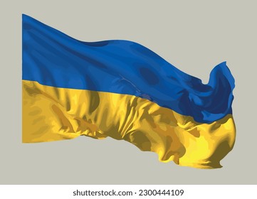 Die Flagge des Staates der Ukraine entwickelt sich im Wind. Vektorgrafik.