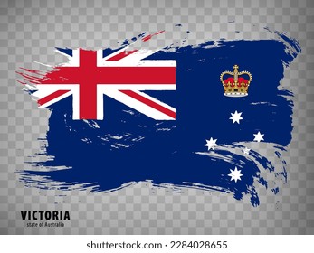 Flag State of Victoria brush strokes. Flag Victoria  with title on transparent background for your web site design, logo, app, UI. Australia. Stock vector. EPS10.