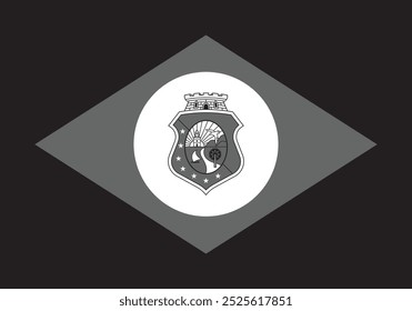Bandeira do Ceará em branco e preto. Ilustração vetorial