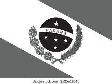 La bandera del estado de Paraná en color blanco y negro. Ilustración vectorial