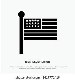 Flag, States, United, Usa solid Glyph Icon vector