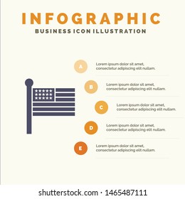 Flag, States, United, Usa Solid Icon Infographics 5 Steps Presentation Background. Vector Icon Template background