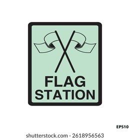 flag station logo, simple design on white background