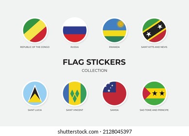 Flag Stickers of Republic of The Congo, Russia, Rwanda, Saint Kitts and Nevis, Saint Lucia, Saint Vincent, Samoa, Sao Tome and Principe