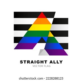 Bandera de un aliado recto. Igualdad de género. Un colorido logo de una de las banderas LGBT. Identificación sexual. Ilustración vectorial en un fondo blanco.
