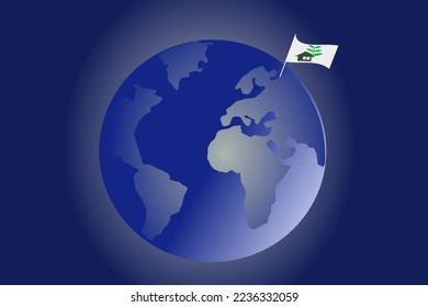 a flag stuck in the globe,vector