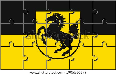 flag of stuttgart made with jigsaw puzzle pieces
