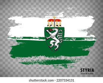 Flag of Styria brush strokes. Flag of Styria on transparent background for your web site design, app, UI. Austria. EPS10.