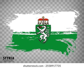 Flag of Styria brush strokes. Waving flag of  Styria on transparent background for your web site design, app, UI. Austria. EPS10.