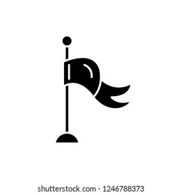 Flag of success black icon, vector sign on isolated background. Flag of success concept symbol, illustration 