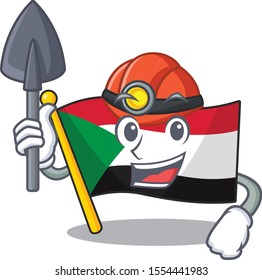 flag sudan character in cartoon shape miner