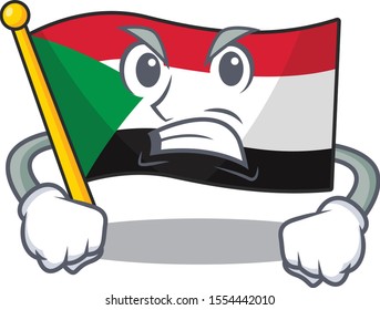flag sudan character in cartoon shape angry