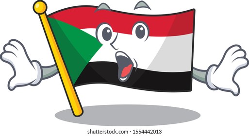 flag sudan character in cartoon shape surprised