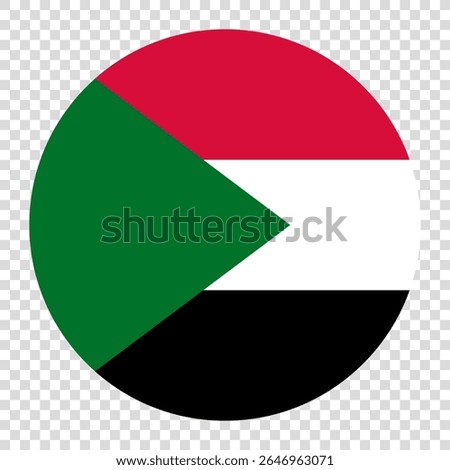 Flag of Sudan. Sudan circle flag logo icon computer vector illustration design. Checkerboard background.
