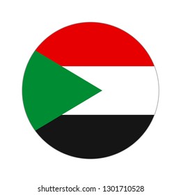 Flag of Sudan. Circular icon on white background, vector illustration.