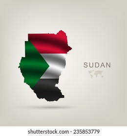 flag of Sudan as the country with the shadow