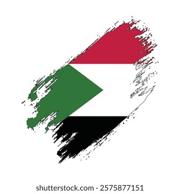 Flag of Sudan Grunge Brush Stroke Style vector