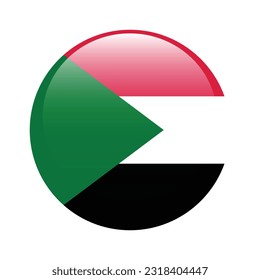 The flag of Sudan. Flag icon. Standard color. The round flag. 3d illustration. Computer illustration. Digital illustration. Vector illustration.