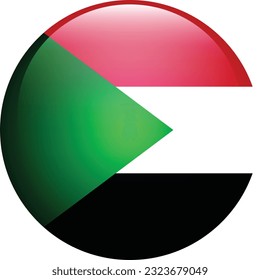The flag of Sudan. Flag icon. Standard color. Circle icon flag. 3d illustration. Computer illustration. Digital illustration. Vector illustration.