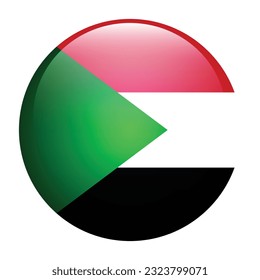 The flag of Sudan. Flag icon. Standard color. Circle icon flag. 3d illustration. Computer illustration. Digital illustration. Vector illustration.