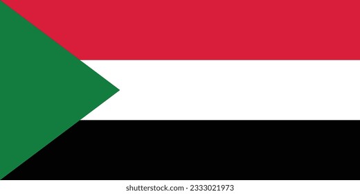 The flag of Sudan. Flag icon. Standard color. Standard size. A rectangular flag. Computer illustration. Digital illustration. Vector illustration.