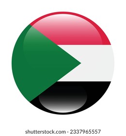 The flag of Sudan. Flag icon. Standard color. Circle icon flag. 3d illustration. Computer illustration. Digital illustration. Vector illustration.