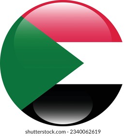 The flag of Sudan. Flag icon. Standard color. Circle icon flag. 3d illustration. Computer illustration. Digital illustration. Vector illustration.