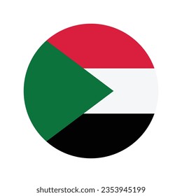 The flag of Sudan. Flag icon. Standard color. Circle icon flag. Computer illustration. Digital illustration. Vector illustration.