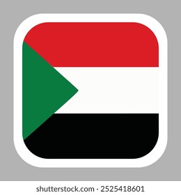 The flag of Sudan. Flag icon. Standard color. flat vector square with rounded corners. Computer illustration. Digital illustration. Vector illustration