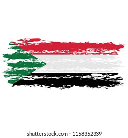 Flag of Sudan the illustration vector on a white background, brush stroke Design Elements