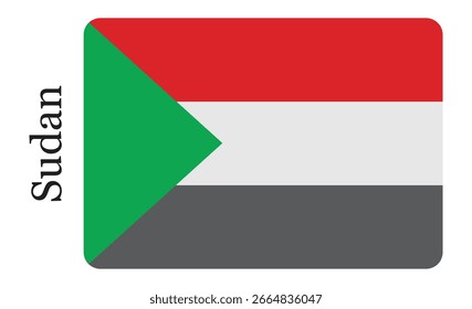 Flagge des Sudan Logo Vektor. Sudan-Flagge. Flaggensymbol. Standardfarbe. Eine rechteckige Flagge. Computergrafik. Digitale Abbildung. Vektorgrafik.