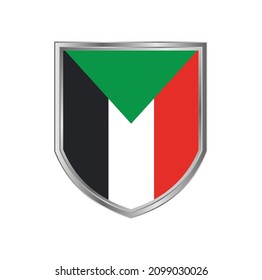 Flag of Sudan with metal shield frame