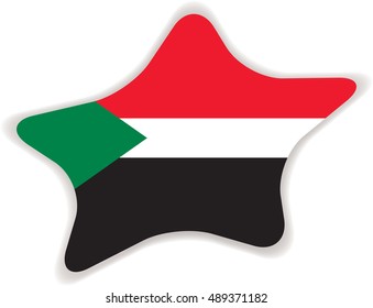 Flag of Sudan, officially the Republic of the Sudan. Vector illustration of a stylized flag.Star with shadow. Element for infographics.