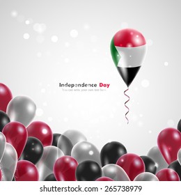 Flag of Sudan on balloon. Celebration and gifts. Ribbon in the colors are twisted. Independence Day. Balloons on the feast of the national