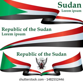 Flag of Sudan, Republic of the Sudan, is a country in Northeast Africa. Template for award design, an official document with the flag of Sudan. Bright, colorful vector illustration.