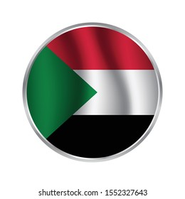 Flag of Sudan as round glossy icon. Button with Sudanese flag, Sudan Flag Button.  