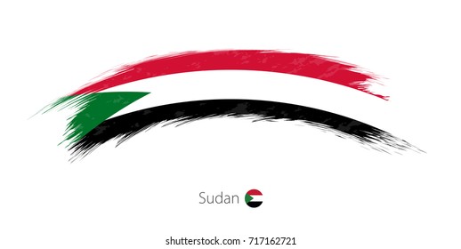 Flag of Sudan in rounded grunge brush stroke. Vector illustration.